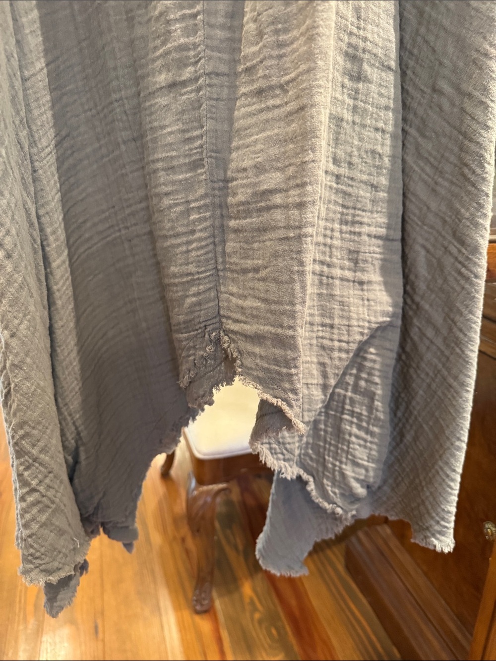 Flowy Sleeveless Maxi Dress in Dusty Gray cotton gauze M - Picture 3 of 5